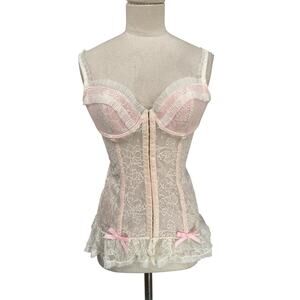 Victoria’s Secret Sexy Little Things Y2K Corset Bustier Cream Pink Lace 34C
